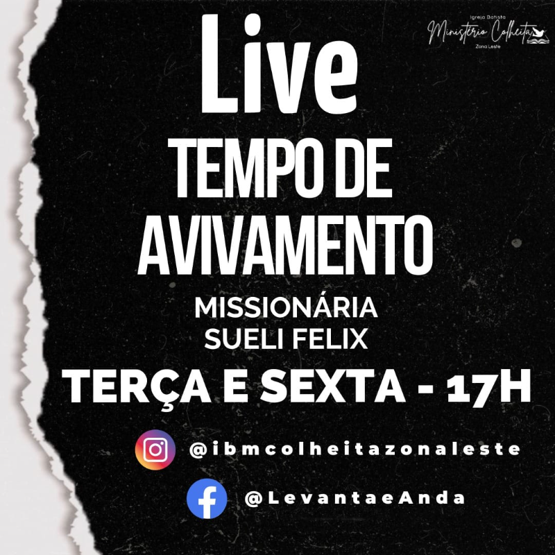 LIVE TEMPO DE AVIVAMENTO - DE TERÇAS, E SEXTAS-FEIRAS ÀS 17H